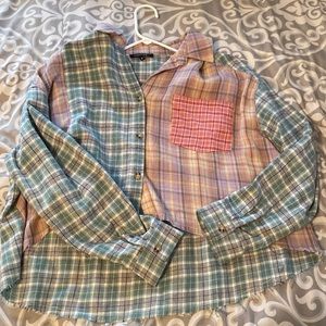 Patchwork flannel made by a boutique stylist from color theory!